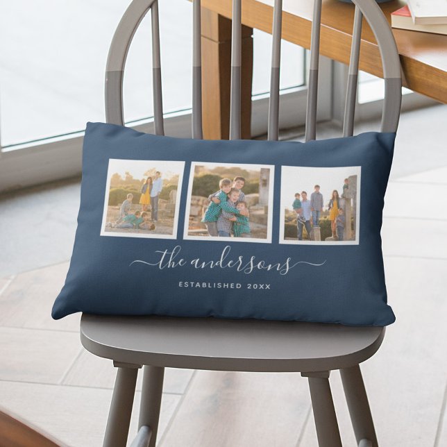 Coussin Rectangle Collage photo de calligraphie de nom de couleur mo (Créateur téléchargé)