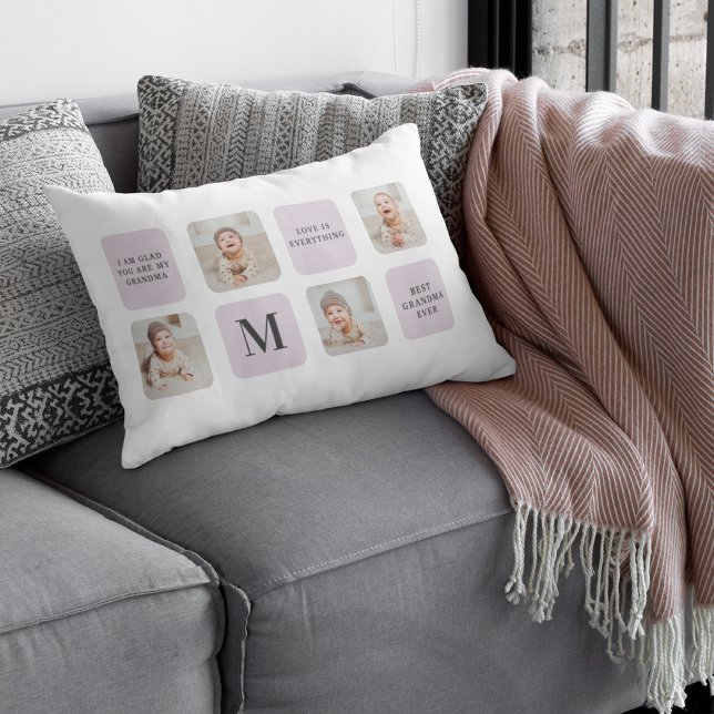 Coussin Rectangle Collage Photo & Meilleure Grand-Mère Jamais Meille (Créateur téléchargé)