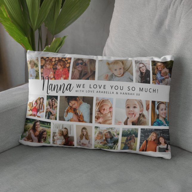 Coussin Rectangle Collage photo personnalisé Nanna 18 (Créateur téléchargé)
