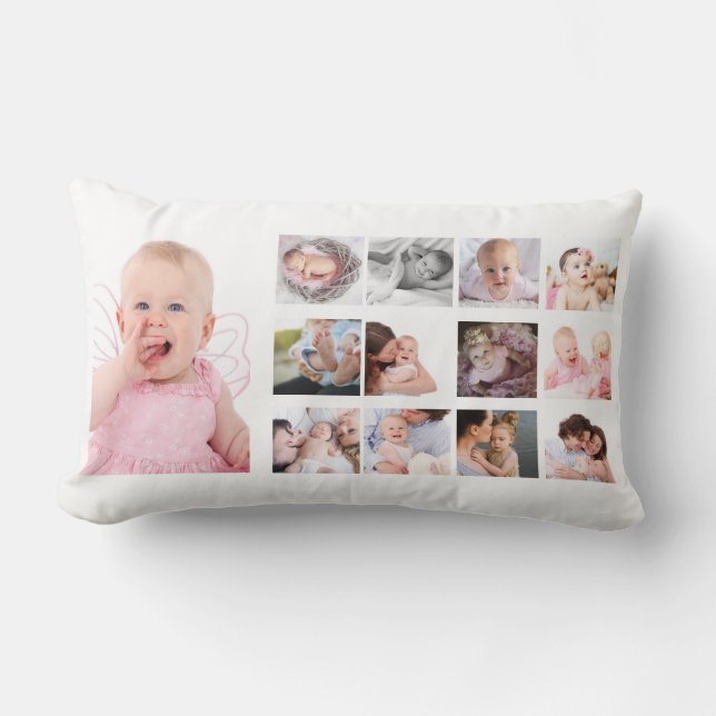Coussin Rectangle Collage photo personnalisée pour bébé 12 mois Prem (Recto)