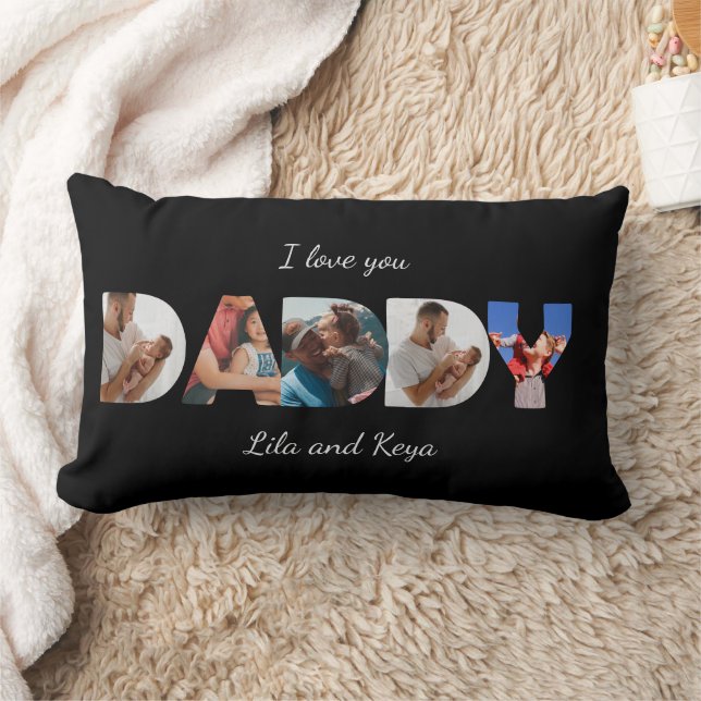 Coussin Rectangle Collage photo simple moderne personnalisé Script D (Couverture)