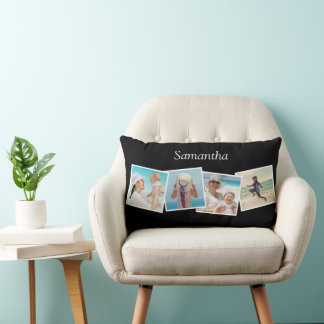Coussin Rectangle Collage photo Skewing 4 Noir personnalisé