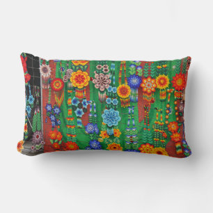 Coussin Rectangle Colliers de fleurs perlés d'Amérindiens