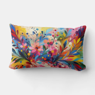 Coussin Rectangle Colorful Abstract Flowers Vibrant Explosion Art Ch