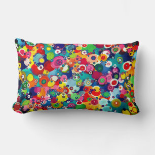 Coussin Rectangle Colorful Happy Little Circles Oeuvre originale