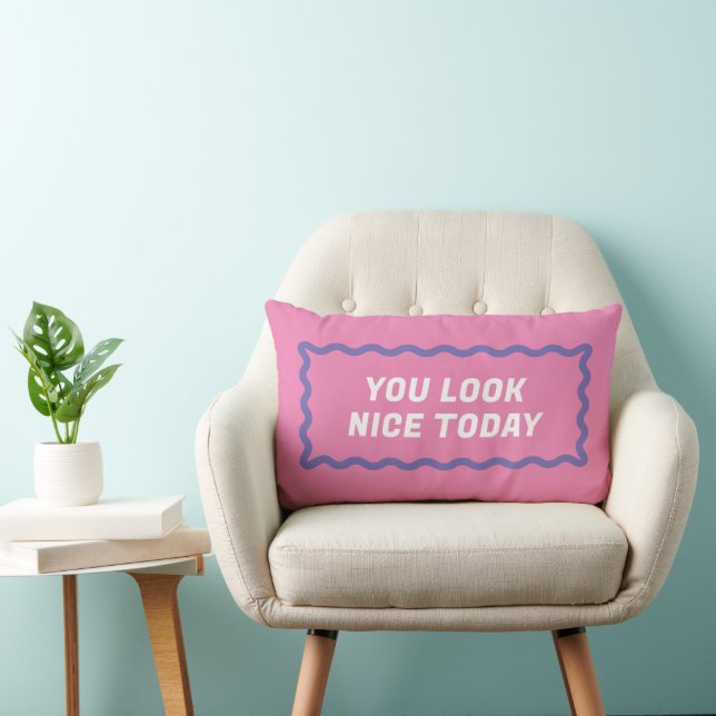 Coussin Rectangle Compliments de cadre de forme ondulé rose et viole (Chaise)