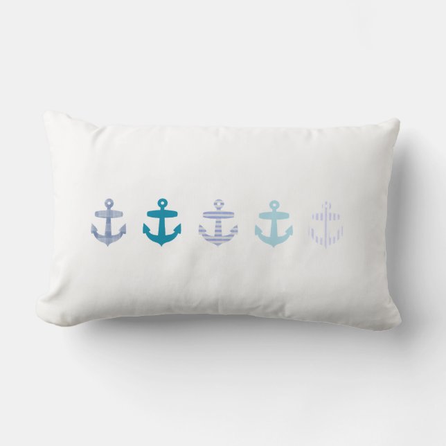 Coussin Rectangle Conception bleue nautique d'Ancres (Recto)