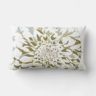 Coussin Rectangle Conception de fleur de dahlia blanche