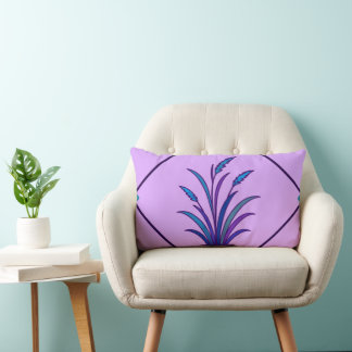 Coussin Rectangle Conception de gazon botanique violet | Décoration