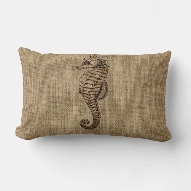 Coussin Rectangle Conception en bronze de vie marine d'illustration (Recto)