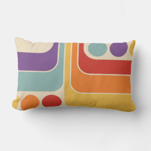 Coussin Rectangle Conception géométrique de style rétro des années 1