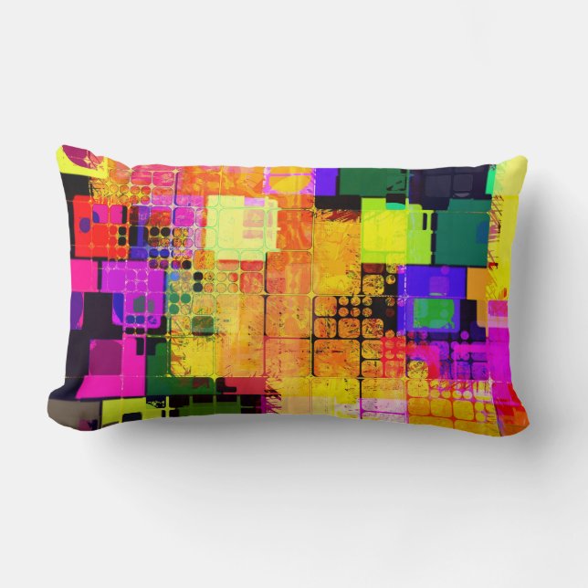 Coussin Rectangle Conception géométrique et multicolore (Recto)