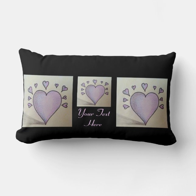 Coussin Rectangle conception noire d'ensemble de grands coeurs de (Recto)