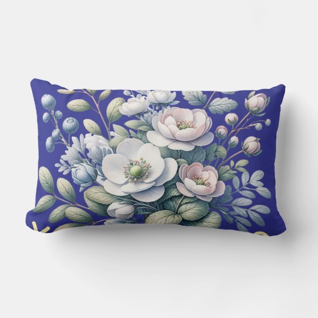 Coussin Rectangle conception personnalisée bleue (Recto)