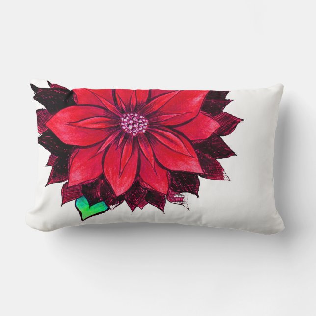 Coussin Rectangle Conception ROUGE CLASSIQUE de POINSETTIA (Recto)