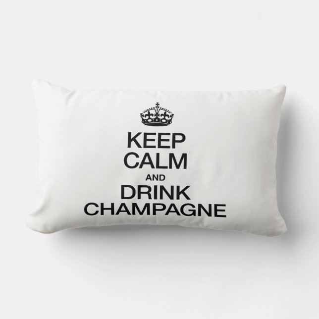 COUSSIN RECTANGLE CONSERVEZ LE CALME ET BOIRE LE CHAMPAGNE (Recto)