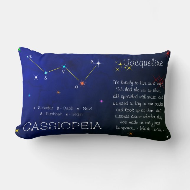Coussin Rectangle Constellation de l'hémisphère Nord Cassioipeia (Recto)