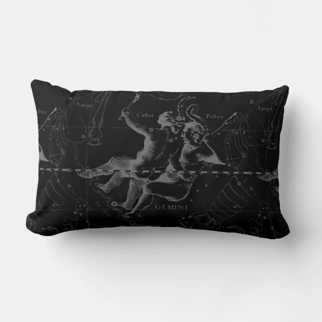 Coussin Rectangle Constellation Gemini par Hevelius 1690 (Recto)