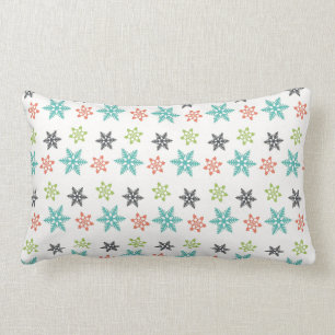 Coussin Rectangle Cool Retro Noël Pastel Flammes de neige