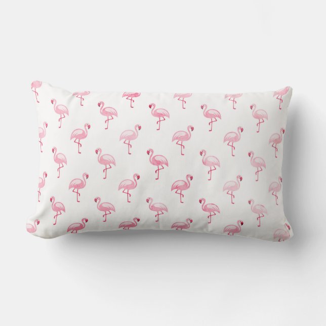 Coussin Rectangle Cool rose Tropical Flamingo Patte sur blanc (Recto)