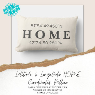 Coussin Rectangle Coordonnées domestiques personnalisées Lancer l'or