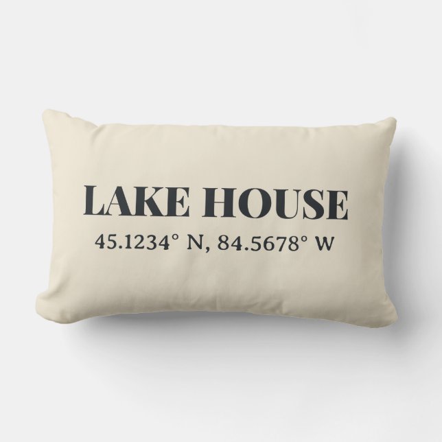 Coussin Rectangle Coordonnées personnalisées Lake House (Recto)