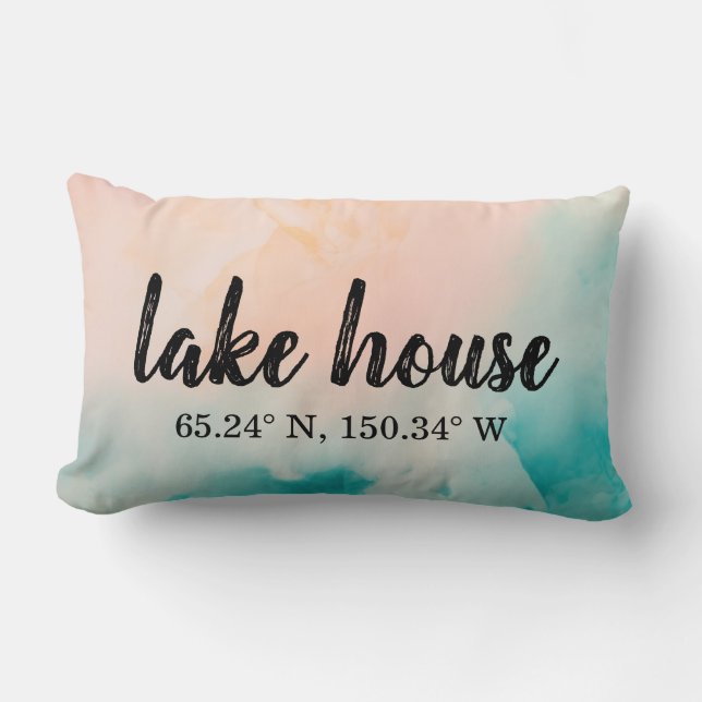 Coussin Rectangle Coordonnées personnalisées Lake House (Recto)