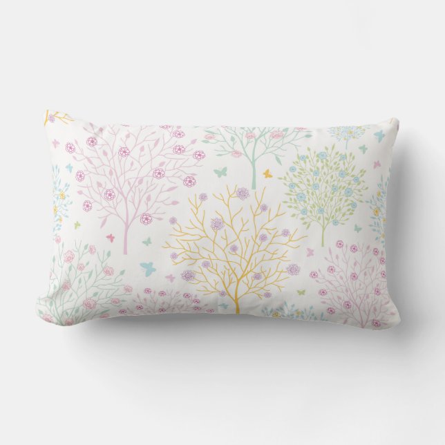 Coussin Rectangle Copie tirée par la main de griffonnage d'arbres en (Recto)