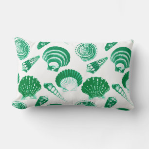 Coussin Rectangle Coquillages - vert émeraude sur un arrière - plan