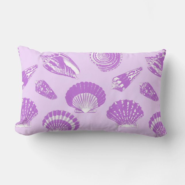 Coussin Rectangle Coquillages - violet et blanc (Recto)