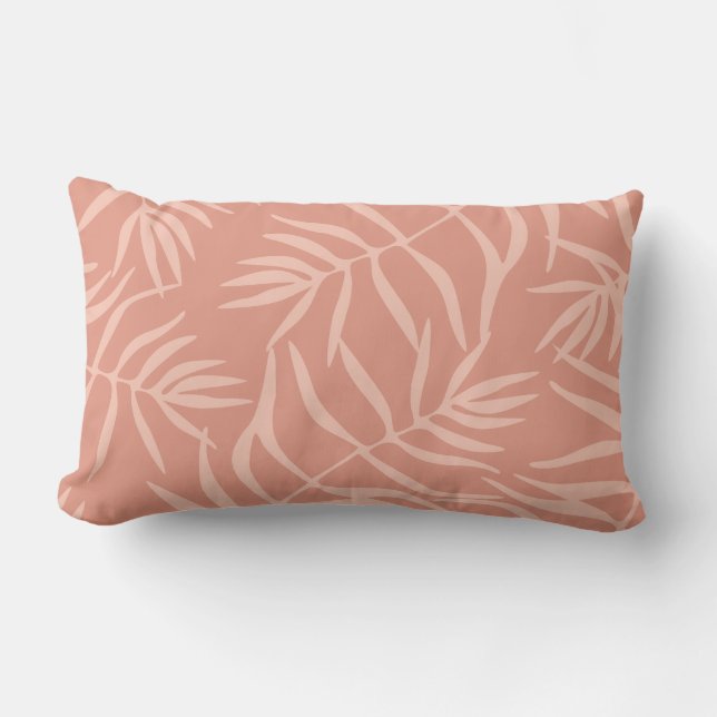 Coussin Rectangle Corail floral vert tropical rose été (Recto)