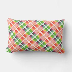 Coussin Rectangle Corail Saumon rouge rose jaune vert orange joyeux