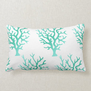 Coussin Rectangle Coraux et blanc côtiers de gradient de vert de me