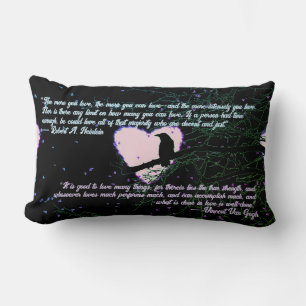 Coussin Rectangle Corbeau amour foncé craqué coeur brillant avec des