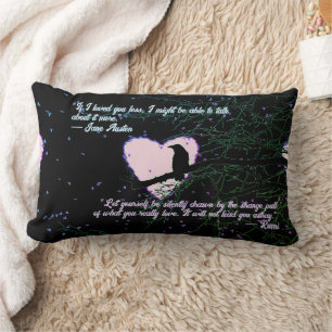 Coussin Rectangle Corbeau amour foncé craqué coeur brillant avec des