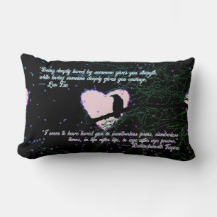 Coussin Rectangle Corbeau amour foncé craqué coeur brillant avec des