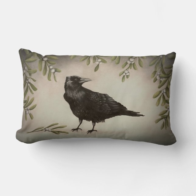 Coussin Rectangle Corbeau de Mistletoe (Recto)