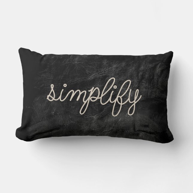 Coussin Rectangle corde simplifier le texte en cuir noir (Recto)