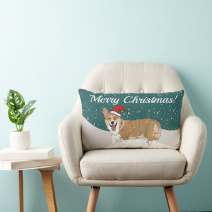 Coussin Rectangle Corgi de Noël mignon