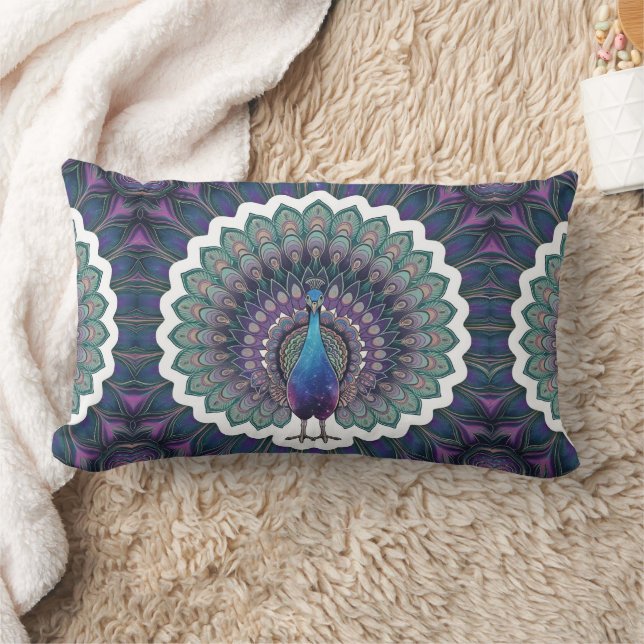Coussin Rectangle Cosmic Peacock Mandala Thlow (Couverture)