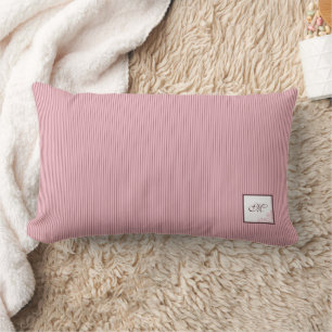 Coussin Rectangle Cottage Pink Stripe Rose Lace Script Monogramme