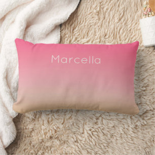 Coussin Rectangle Coucher de soleil orange rose ombré nom personnali