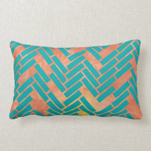 Coussin Rectangle Coucher du soleil géométrique d'aquarelle avec l