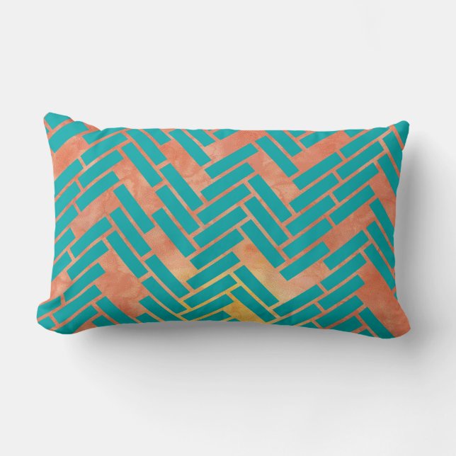 Coussin Rectangle Coucher du soleil géométrique d'aquarelle avec le (Recto)