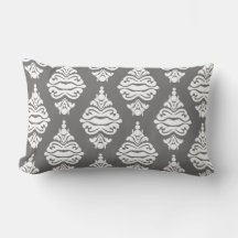 Couleur crème et gris Damask Canapé Cushion