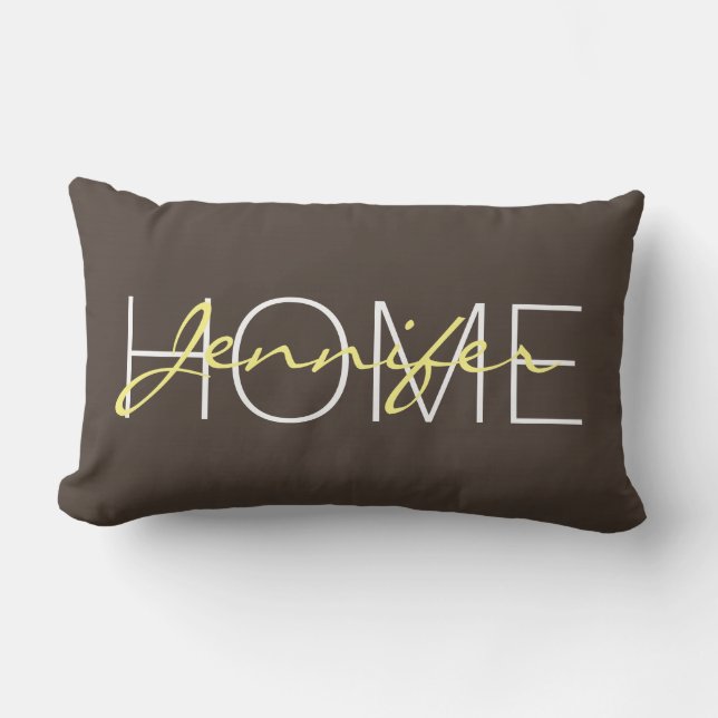 Coussin Rectangle Couleur foncée taupe monogramme maison (Recto)
