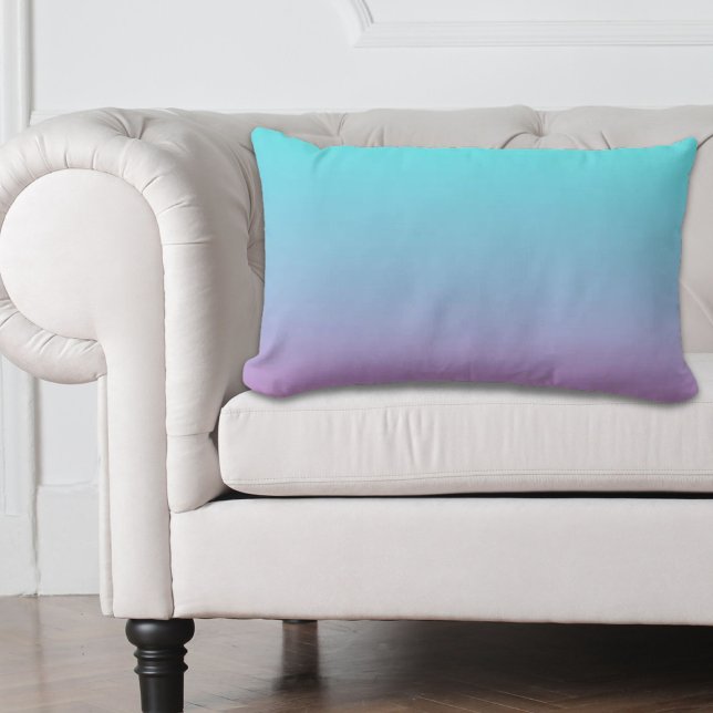 Coussin Rectangle Couleurs de sirène dégradé rose pourpre aquombre (Mermaid colors gradient purple pink aqua ombre lumbar pillow)
