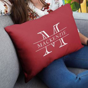 Coussin Rectangle Couleurs modifiables Nom de bordure classique Mono