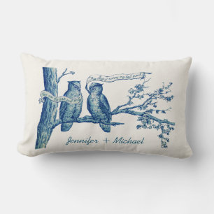 Coussin Rectangle Couple d'hibou Vintage personnalisé en Mariage d'a