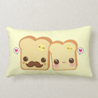 Coussin Rectangle Couples mignons de pains grillés de Kawaii
